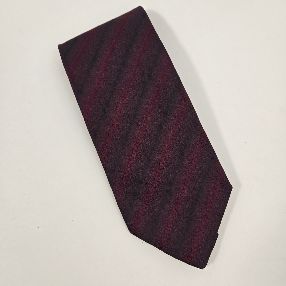 Dolce & Gabbana Silk Necktie Burgundy Diagonal Stripe Made in Italy Designer
